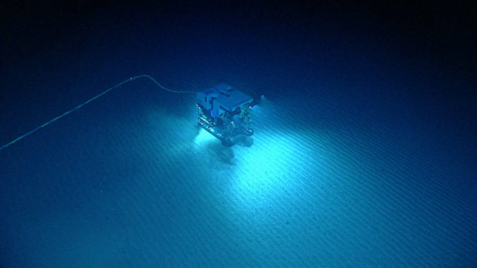 Remotely operated vehicle (ROV) exploring the seabed